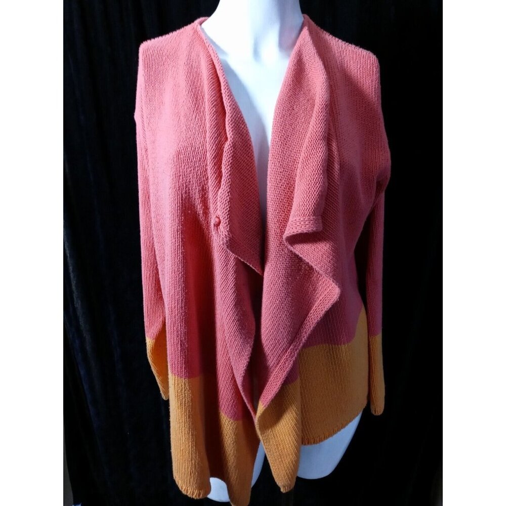 J Jill sz S long Slevee open front cardigan Rose/Orange short knit Cotton